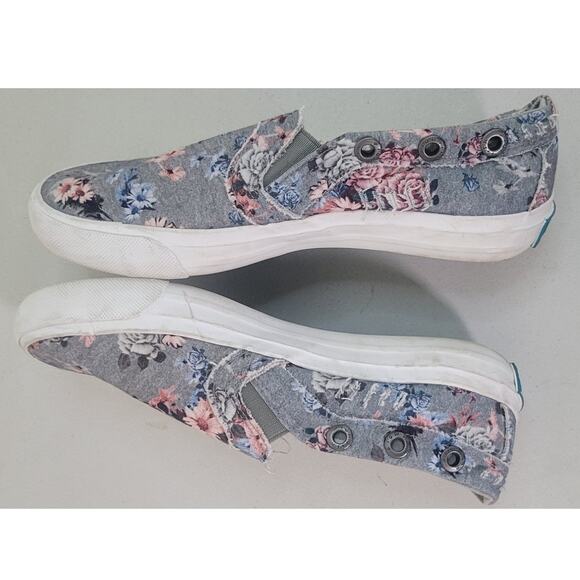Blowfish Malibu Slip On Tennis Shoes Womens 7.5 Floral Zipper Accents Fun Shoes - Picture 4 of 9
